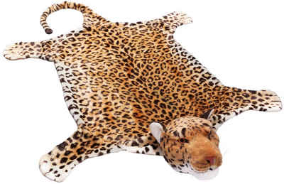 Fellteppich »Leopardenfell Bettvorleger«, BRUBAKER, Motivform, Höhe 260 mm, flauschiger Kaminvorleger Teppich, Leopard Kuscheldecke 130 x 120 cm
