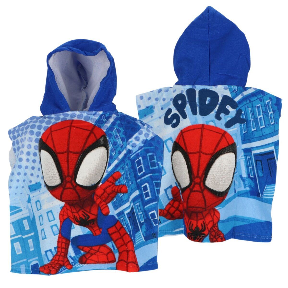 Spiderman Poncho Spiderman Mikrofaser Poncho für Kinder 100x55cm