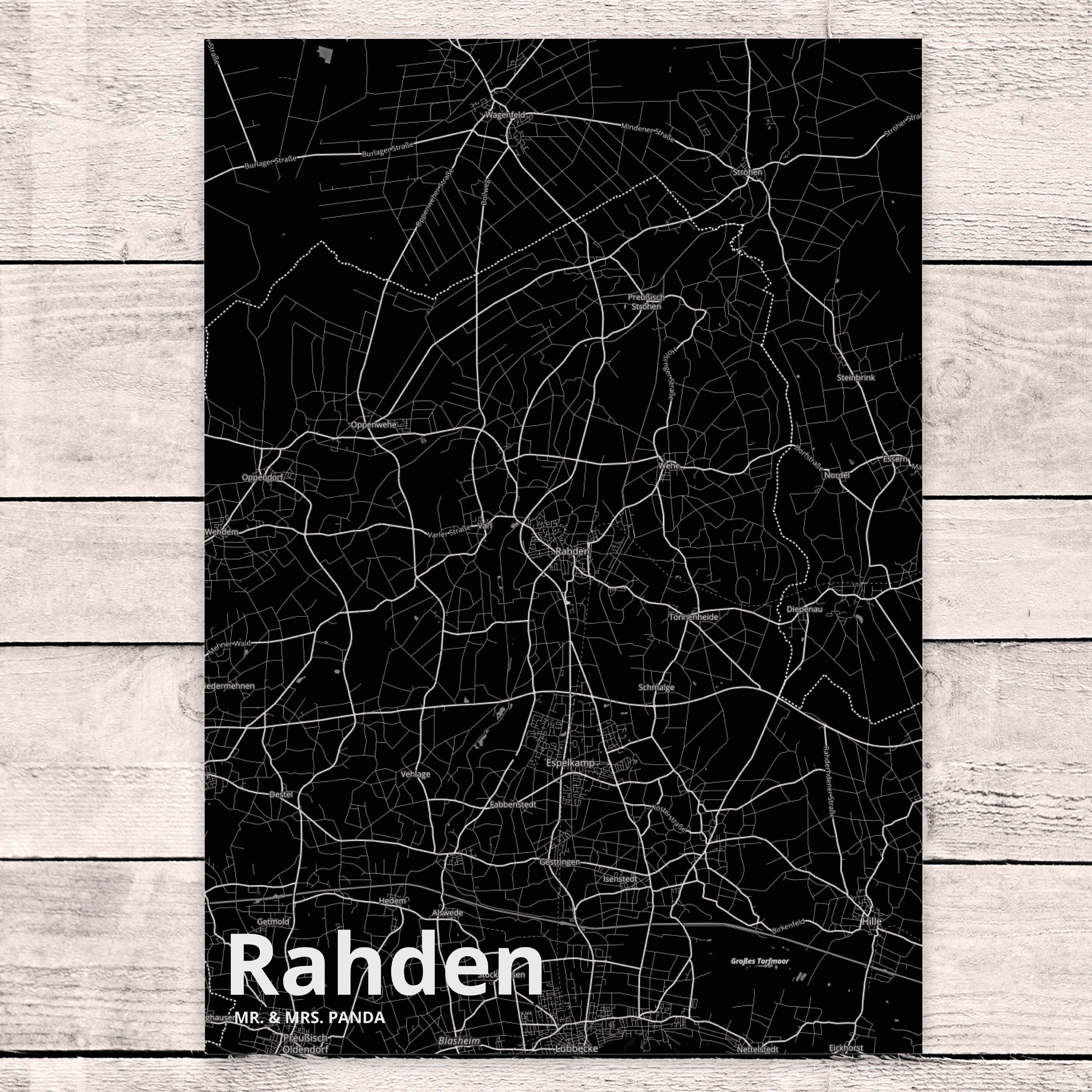 Karte, Panda & Ansichtskar Postkarte Mrs. Rahden Städte, Mr. Dorf, Ort, Geschenk, Dankeskarte, -