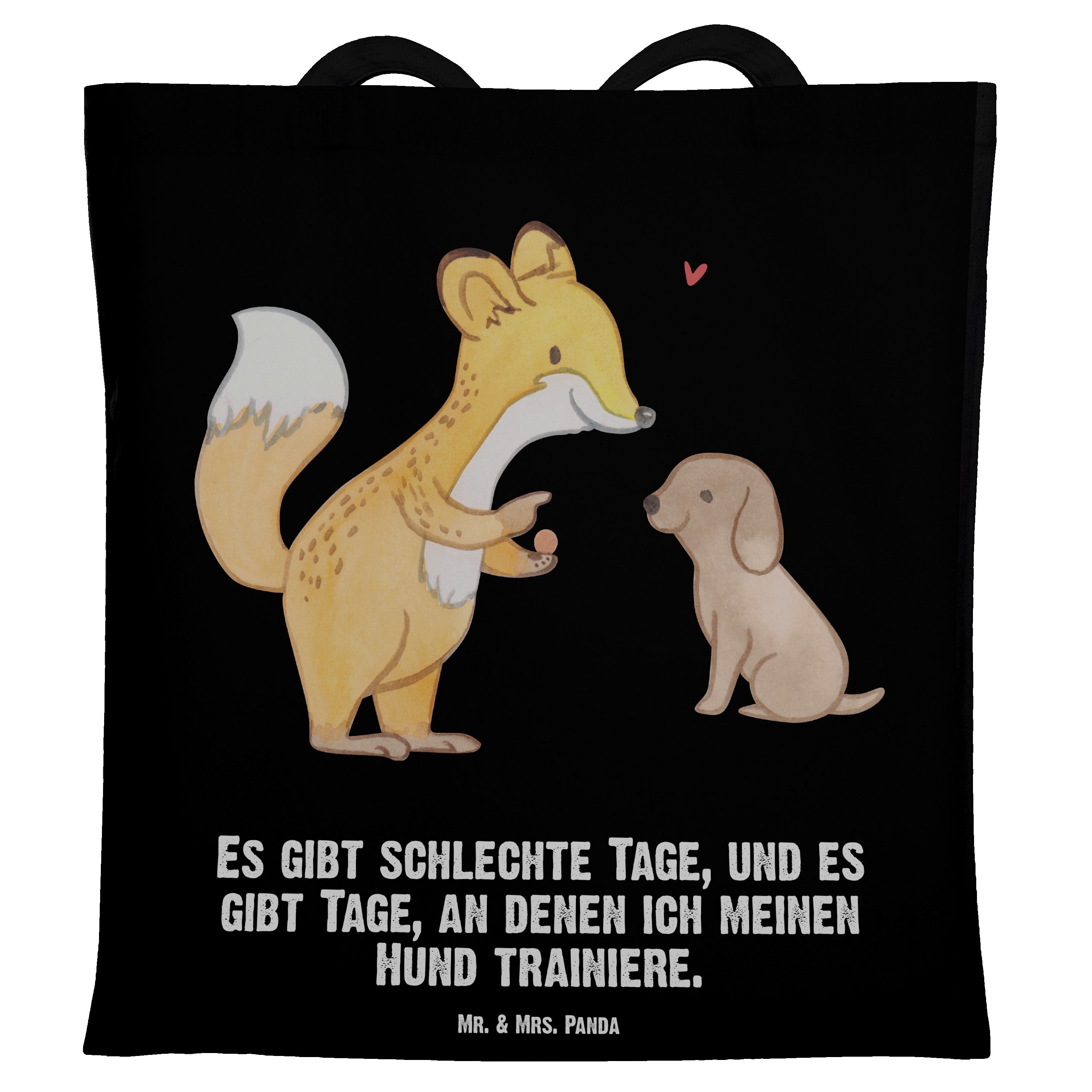 Mr. & Mrs. Panda Tragetasche Fuchs Hundetraining Tage - Schwarz - Geschenk, Welpenschule, Danke, H (1-tlg)