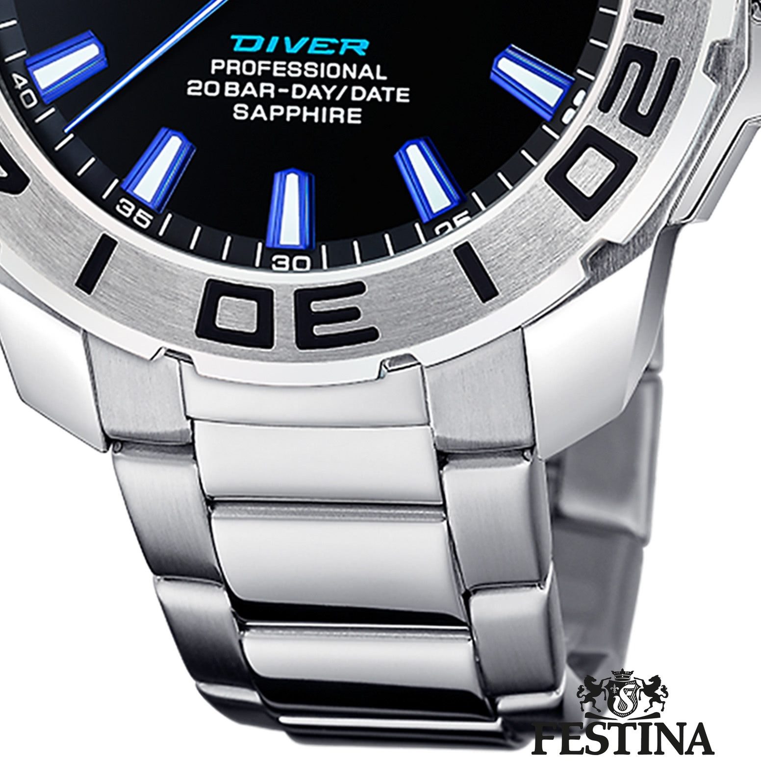 Festina Quarzuhr Festina Herrenuhr Edelstahl silber, (Analoguhr), Herren Armbanduhr rund, Edelstahlarmband silber, Casual