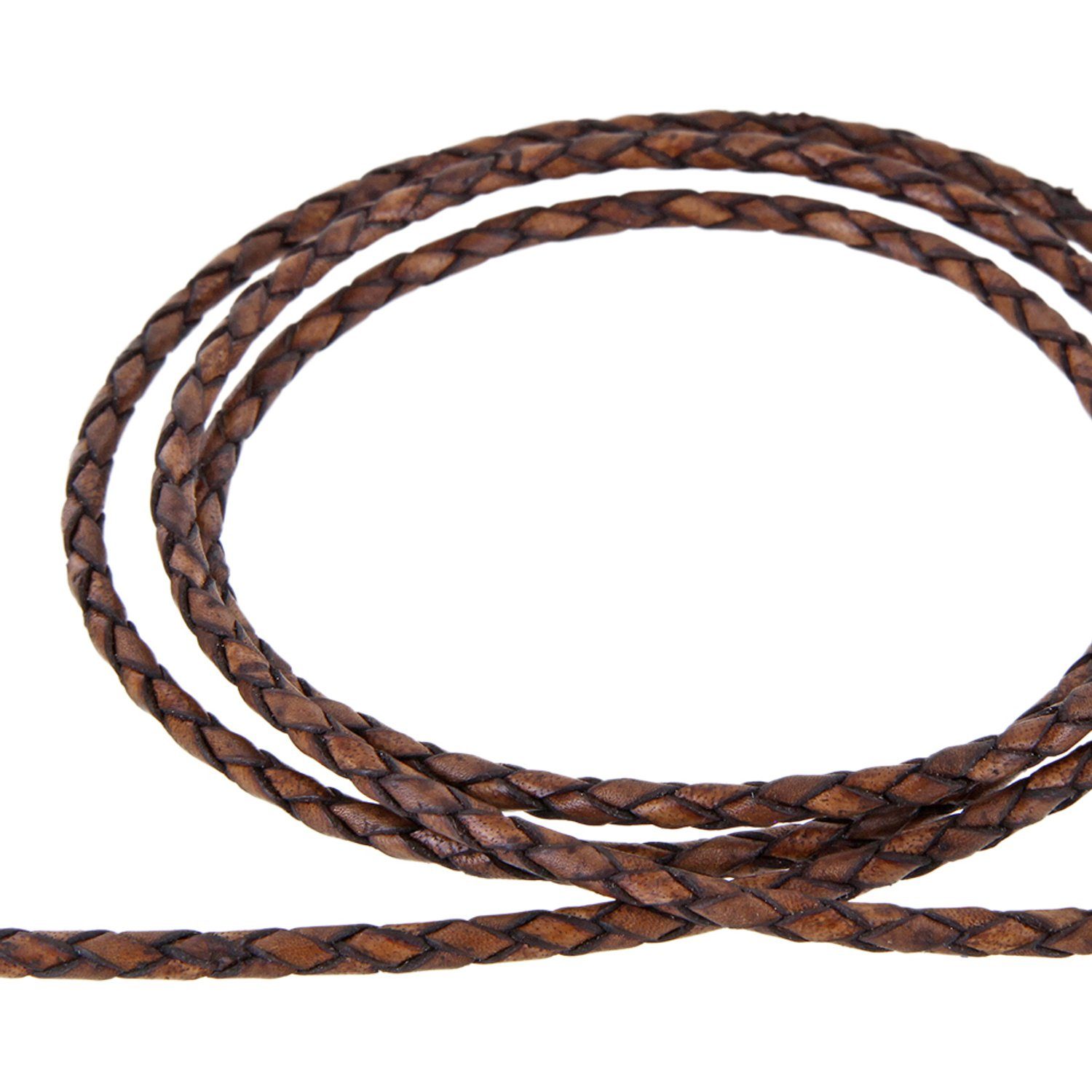 Auroris Bastelnaturmaterial 1m Lederband Lederschnur Lederriemen geflochten Durchmesser 3mm, (Farbe wählbar)