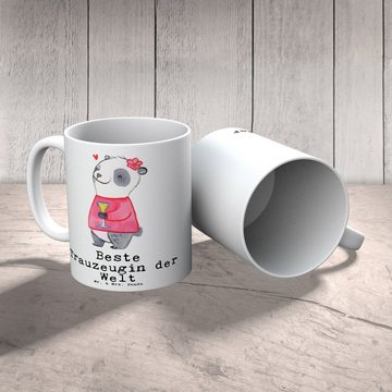 Mr. & Mrs. Panda Tasse Panda Beste Trauzeugin der Welt - Weiß - Geschenk, Kaffeetasse, Standesamt, Kaffeebecher, Geburtstagsgeschenk, JGA, Dankeschön, Becher, Mitbringsel, Keramik