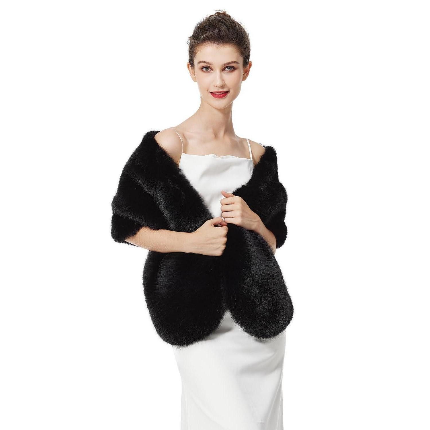 LuxusKollektion Modeschal Kunstpelz Stola Schal Damen Schwarz Einheitsgröße, (1-St)