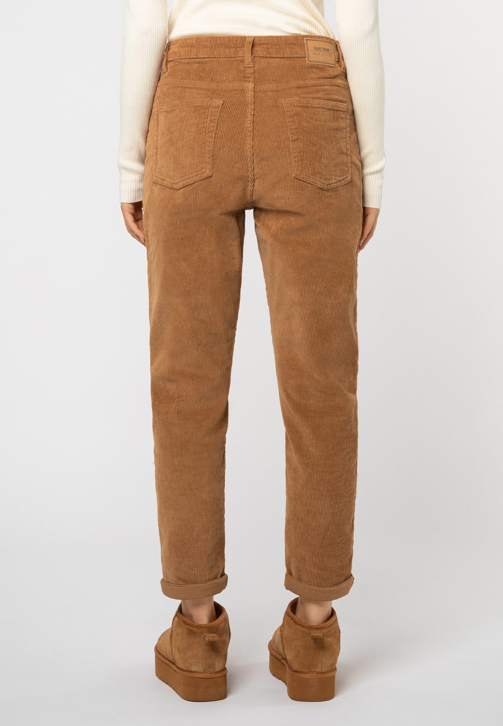 Eight2Nine Stoffhose Damen Kordhose MOM Fit mit Aufschlag 5 Pocket, Gürtels günstig online kaufen
