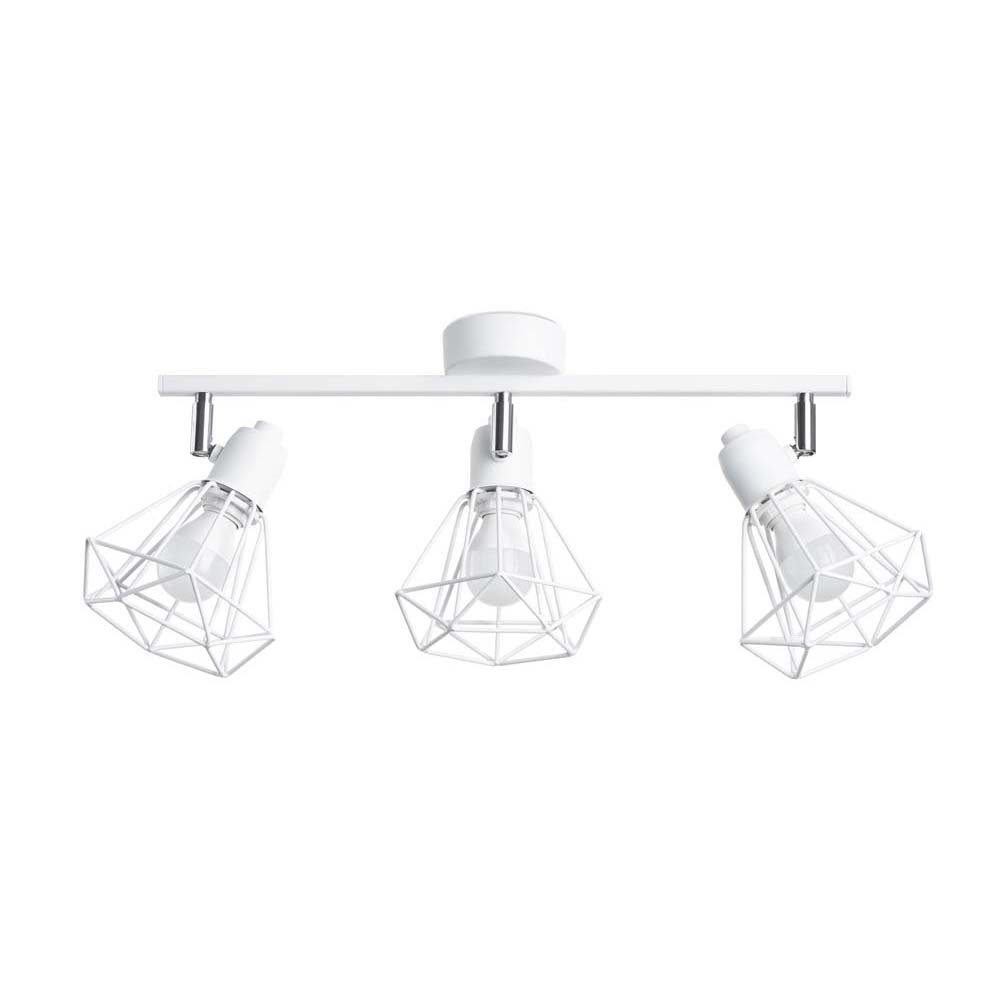 etc-shop Deckenstrahler, Deckenlampe Deckenleuchte Wohnzimmerlampe Stahl Weiss 3-Flammig L 52