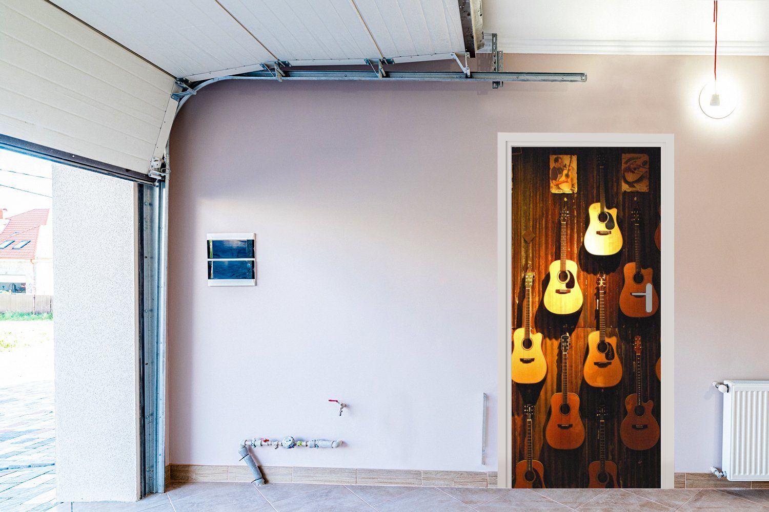 bedruckt, cm hängen (1 Fototapete Wand, für St), Türaufkleber, einer Türtapete MuchoWow an Tür, Akustikgitarren Matt, 75x205 Viele