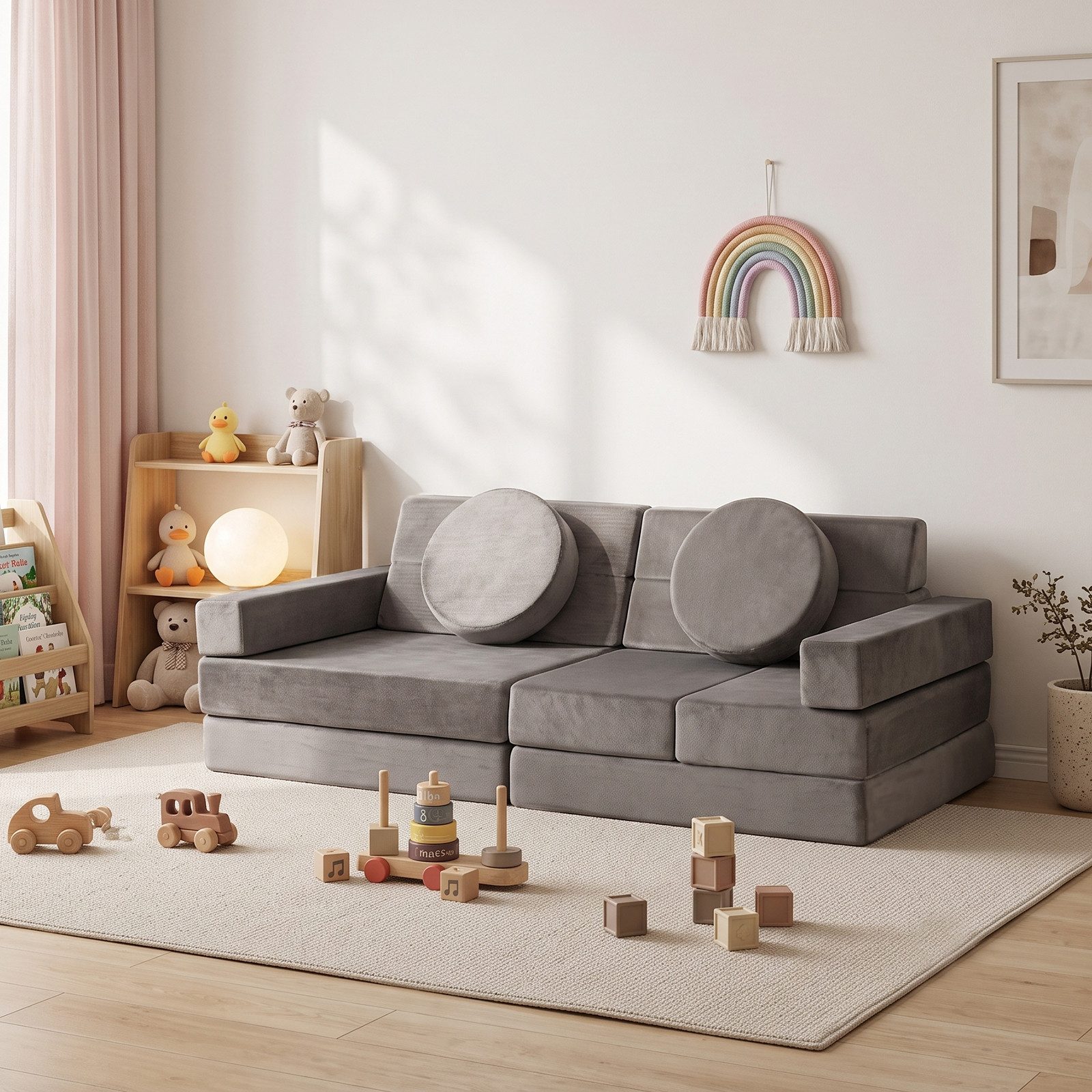Jiexi Kindersofa Modulars Kindersofa klappbar, weiches Spielsofa für Kinderzimmer