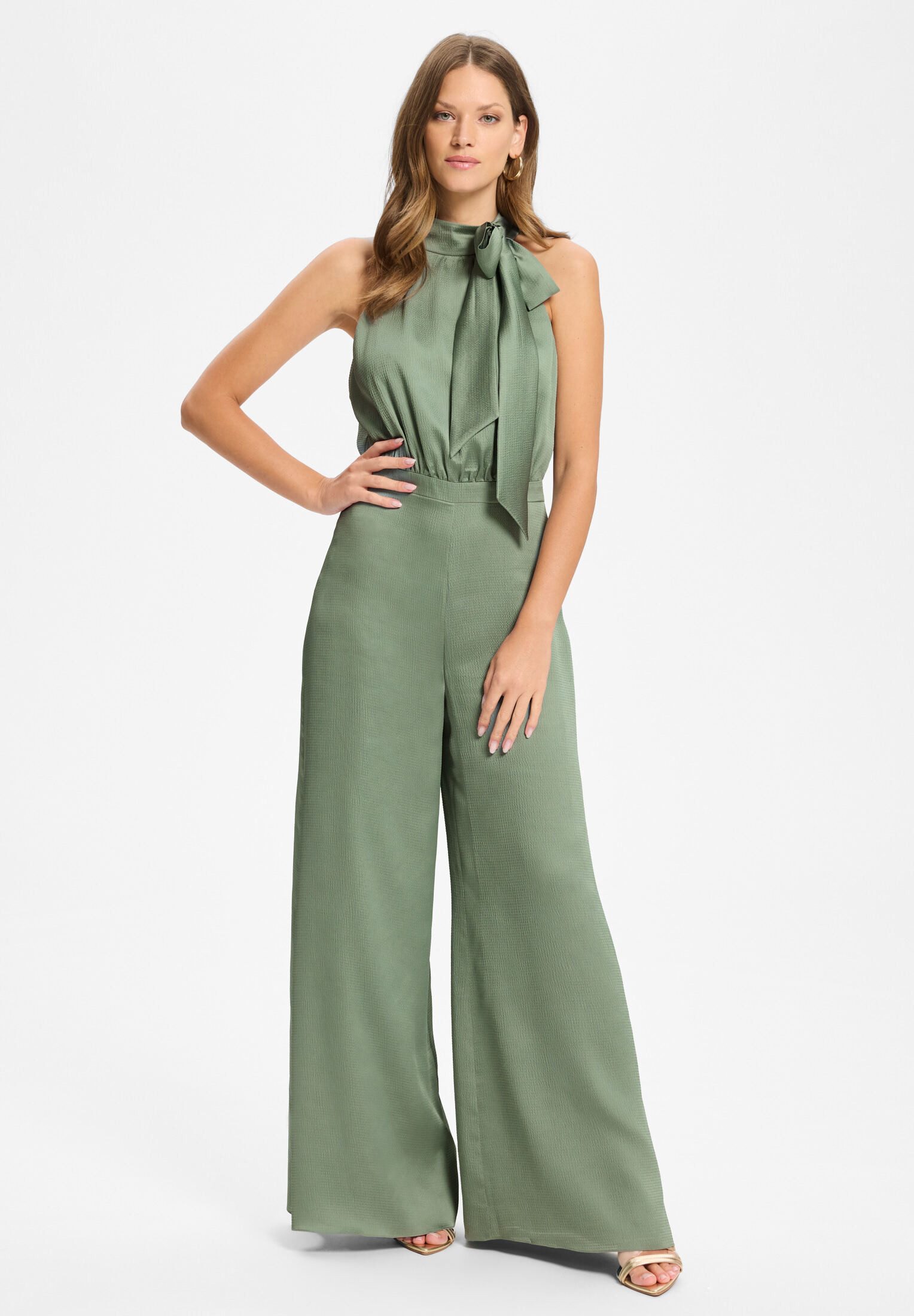 SWING Jumpsuit - Jumpsuit mit Schluppe aus Satin Oberteil in lockerer Passform