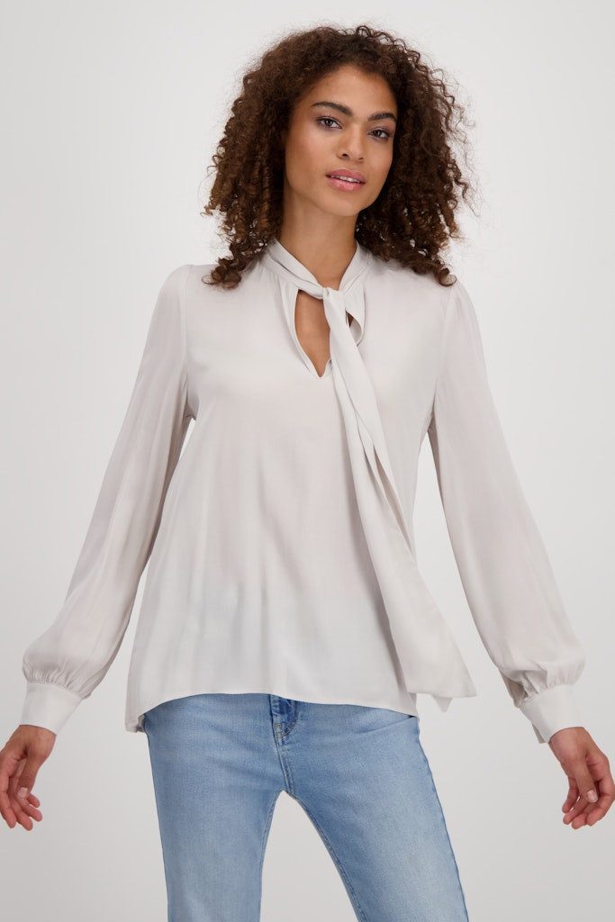 Monari Klassische Bluse Schluppe Schleifenkragen mit gekräuselten Schultern günstig online kaufen