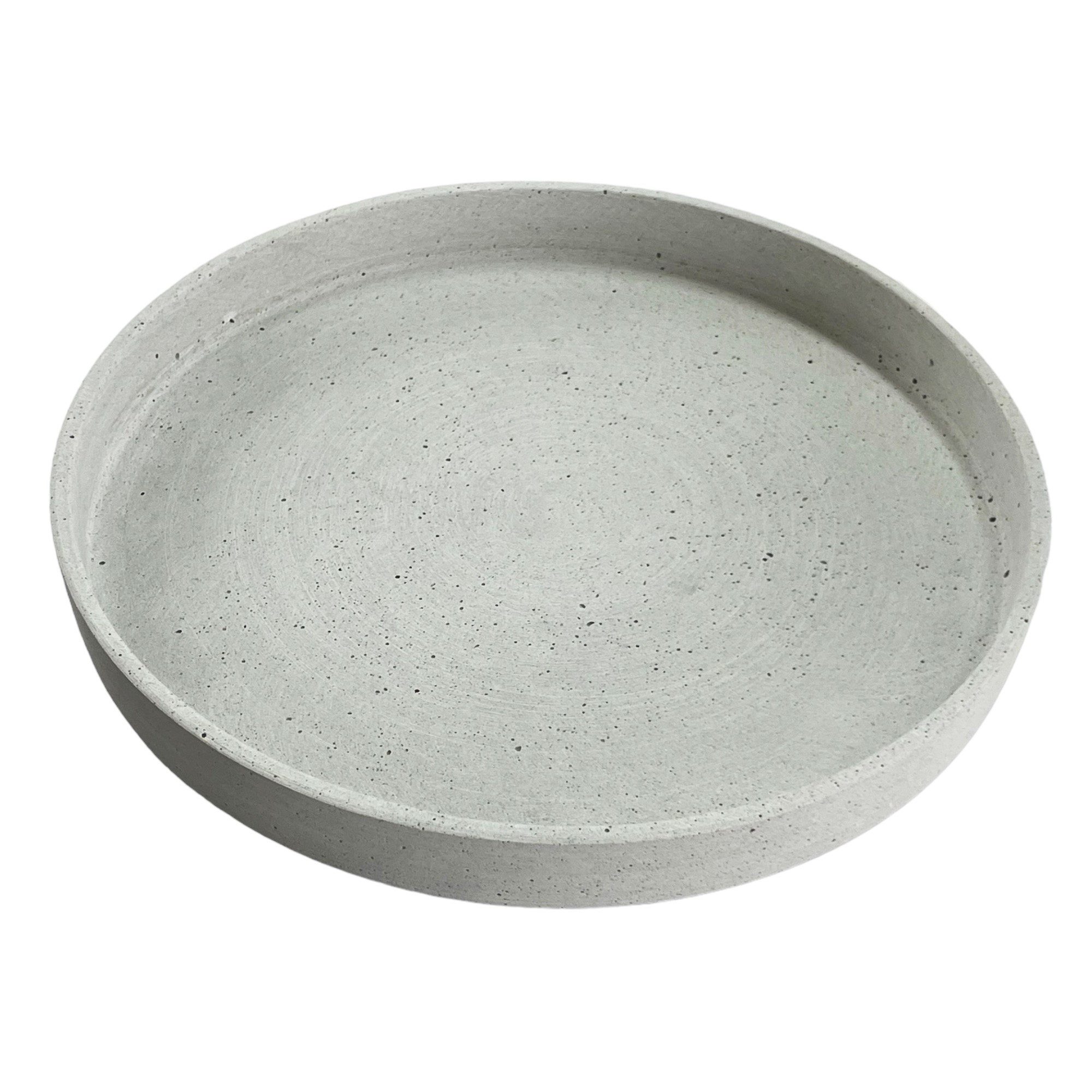 Dragimex Getränkeuntersetzer Dekoteller, Moderne Schale aus grauem Polyresin in Betonoptik Ø 30cm