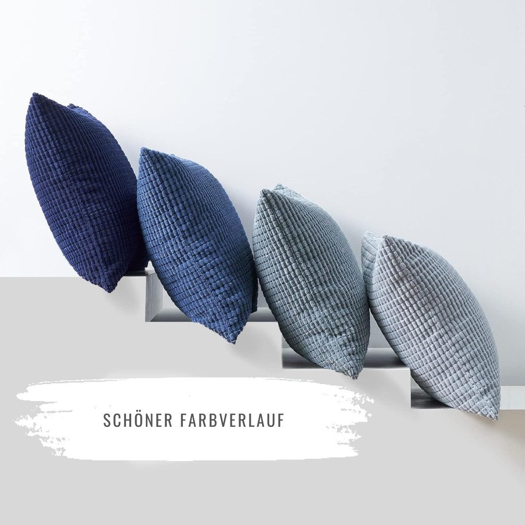 Interior by Hakito Dekokissen 4er Set Kissenbezüge inklusive Füllkissen Set Sven Kordsamt weich, Kissenhülle mit Füllung