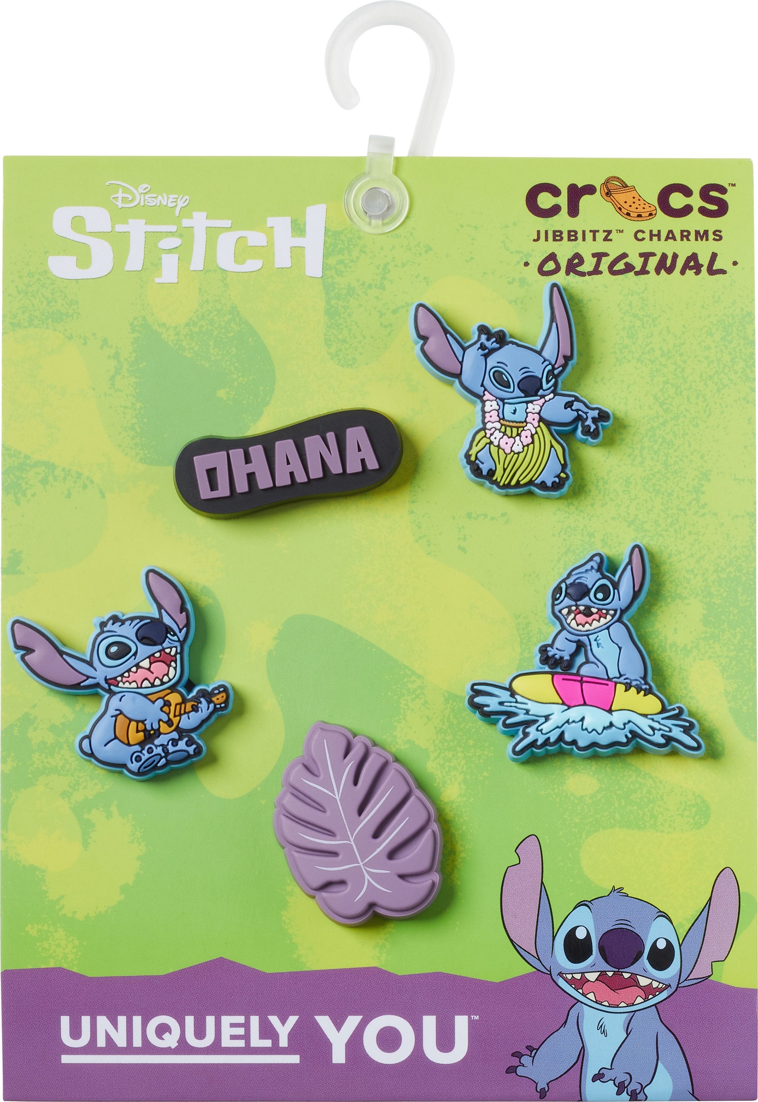 Crocs Schuhanstecker Jibbitz™ Stitch Tropical (Set, 5-tlg., Kein Spielzeug. Nicht für Kinder unter 3 Jahren geeignet), Charm, Anstecker, Schuh-Anstecker von Lilo und Stich