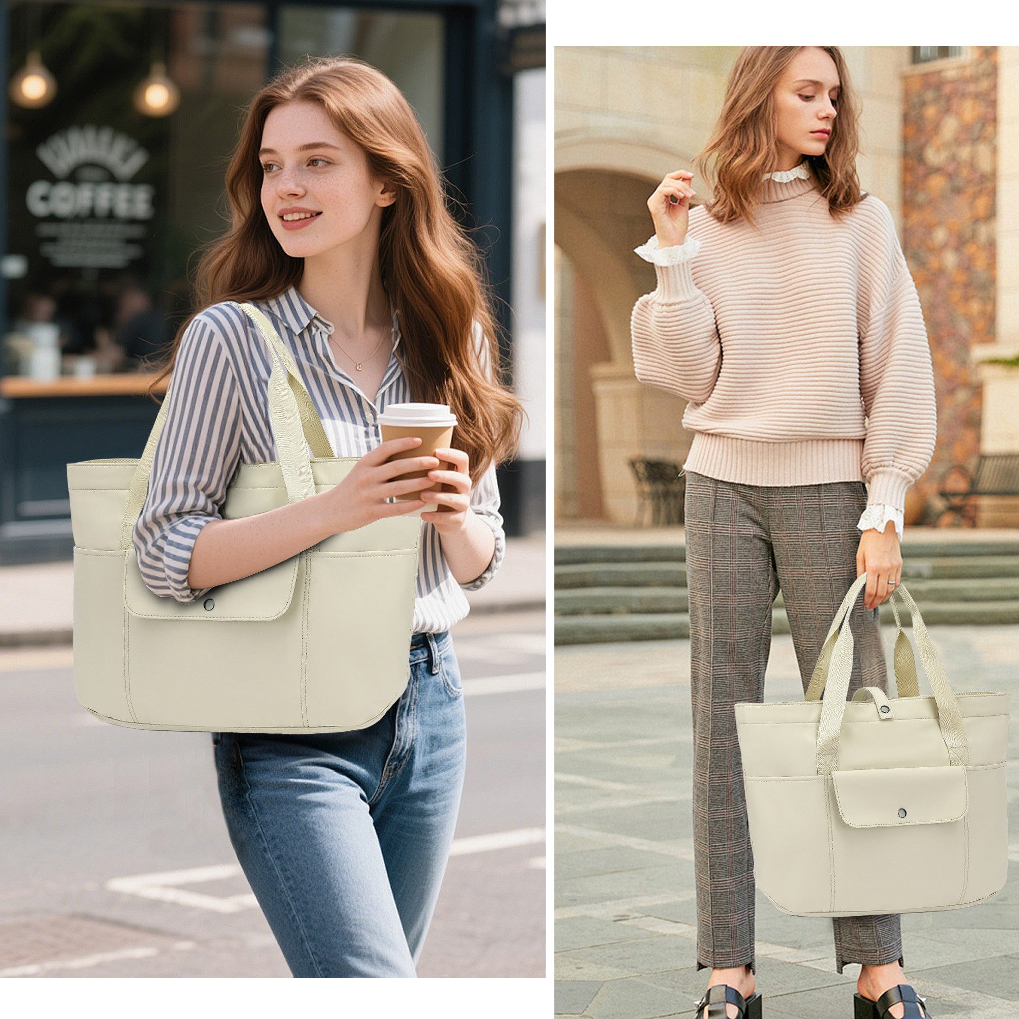 TAN.TOMI Umhängetasche Damen Multi-Taschen Große Tote Bag Shopper Schultertasche, Faltbarer Stauraum Mit Reißverschluss für Reisen Arbeit Fitness