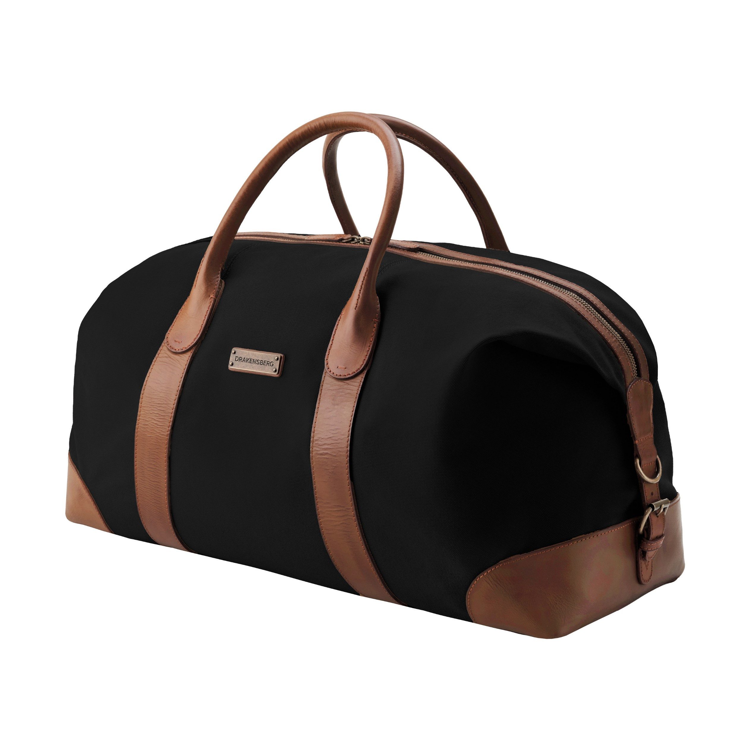 DRAKENSBERG Reisetasche Weekender »David« (60) Schwarz/Braun, Herren, Damen, Vintage, wasserabweisendes Canvas und Büffelleder