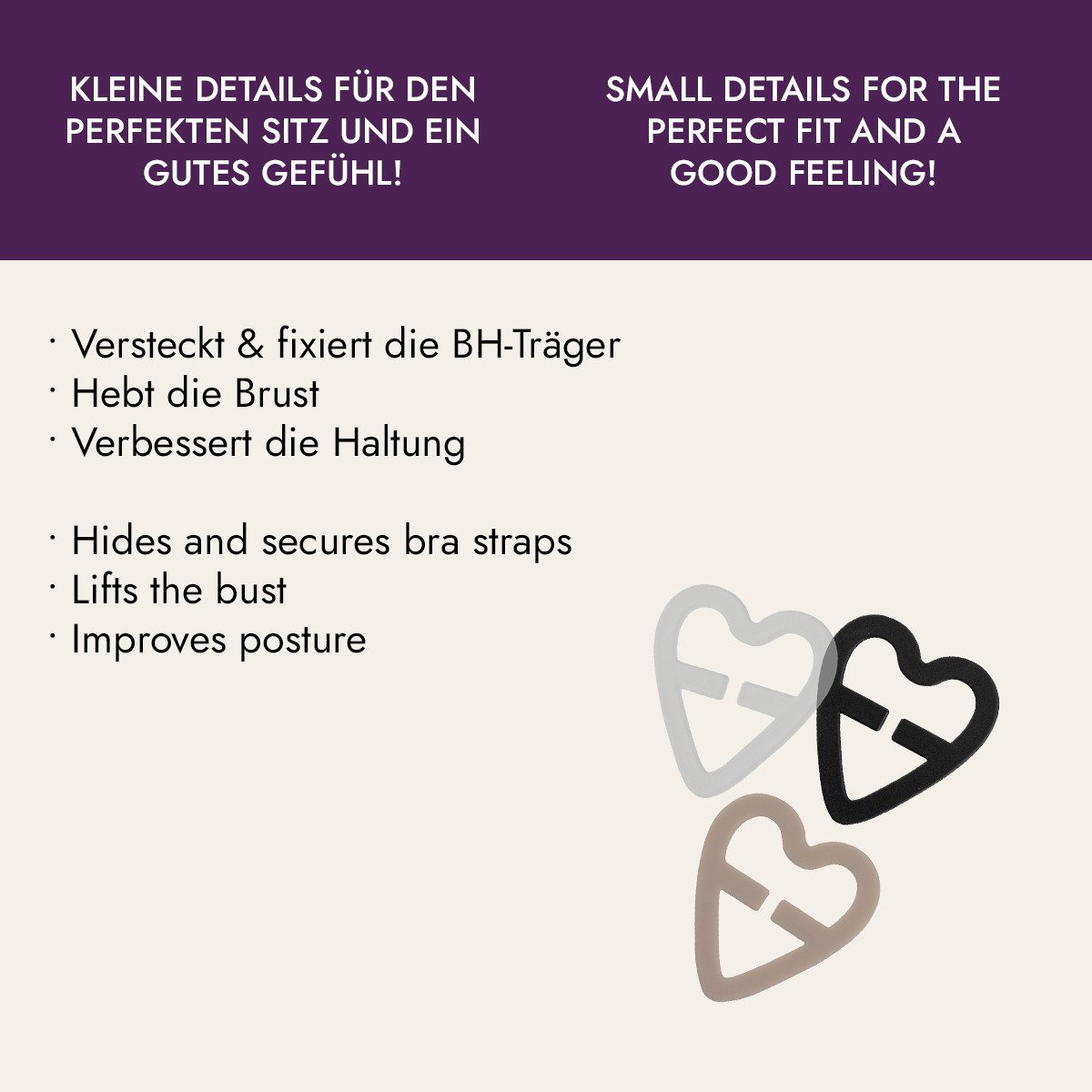 Miss Perfect BH-Träger 60331, Bra Heart Straps Connector – Herz BH-Träger-Verbinder