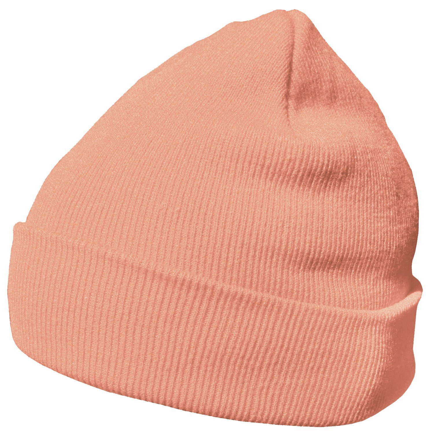 DonDon Beanie Mütze Beanie (Packung, 1-St) Wintermütze, klassisches Design, mit Krempe lachsfarben