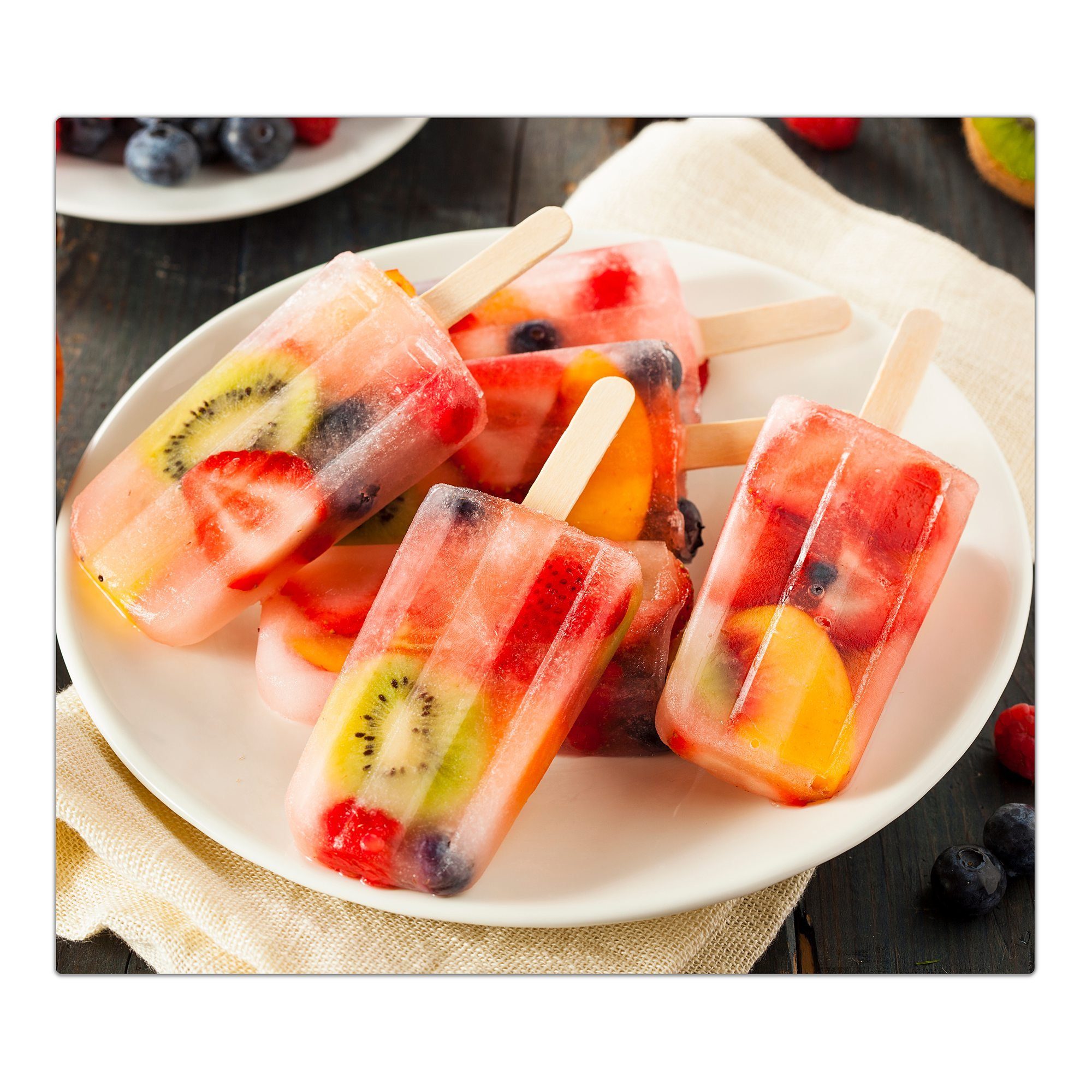 (1 Früchte Glas, Herd-Abdeckplatte Spritzschutz in aus Eis, Glas Herdabdeckplatte gefrorenem tlg) Primedeco