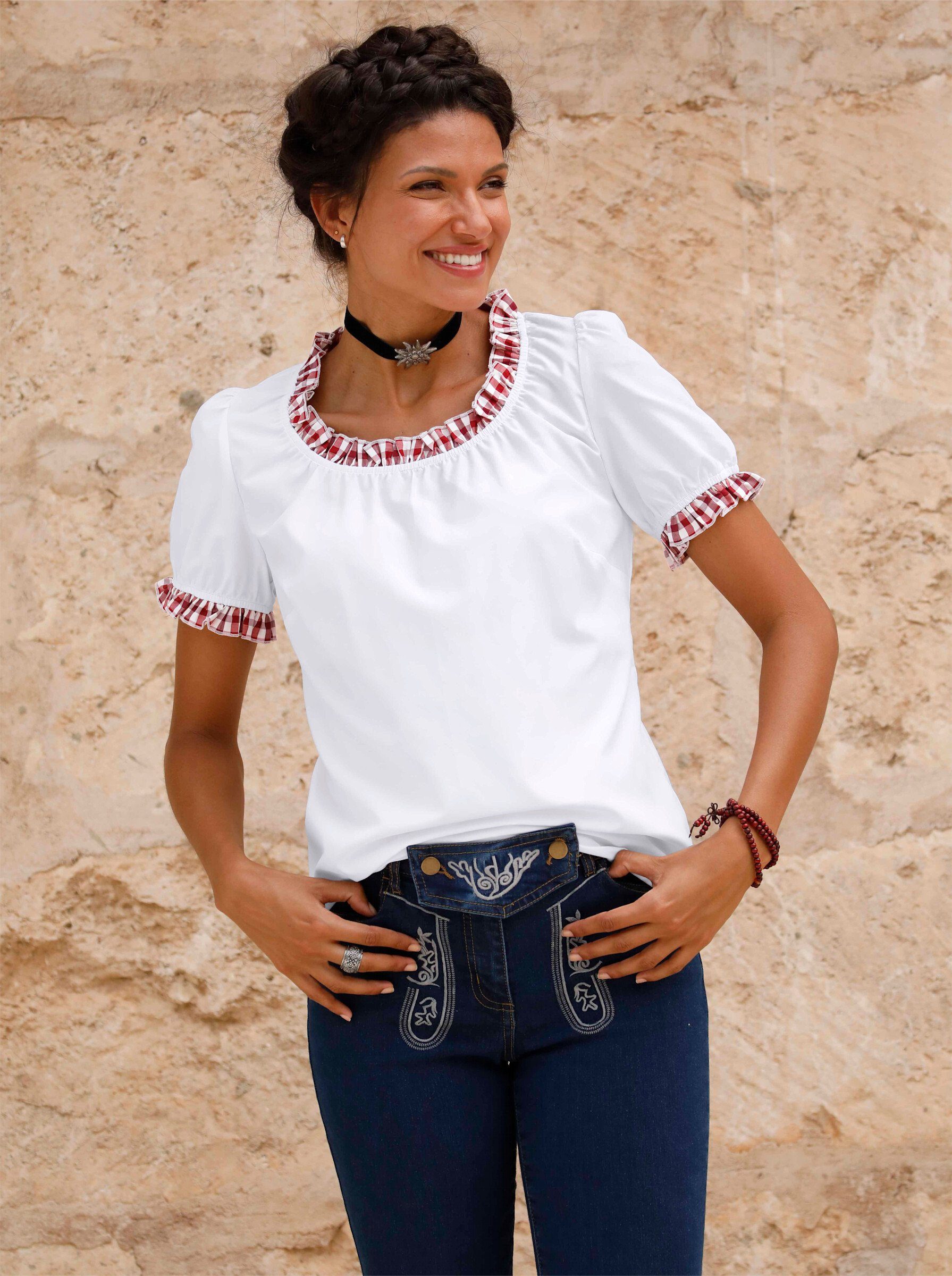 Sieh an! Klassische Bluse Bluse Kurzarm