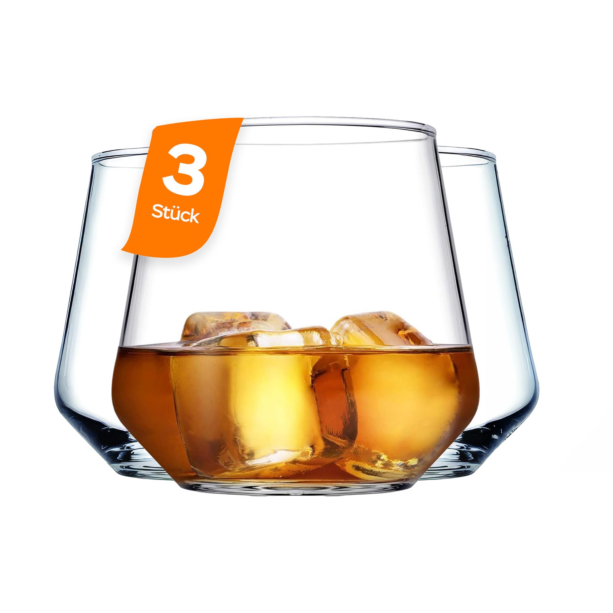 Pasabahce Gläser-Set Allegra Whiskeyglas, 3-tlg., Glas, ideal für Whisky, Rum & Digestifs, 345ml, 3er Set