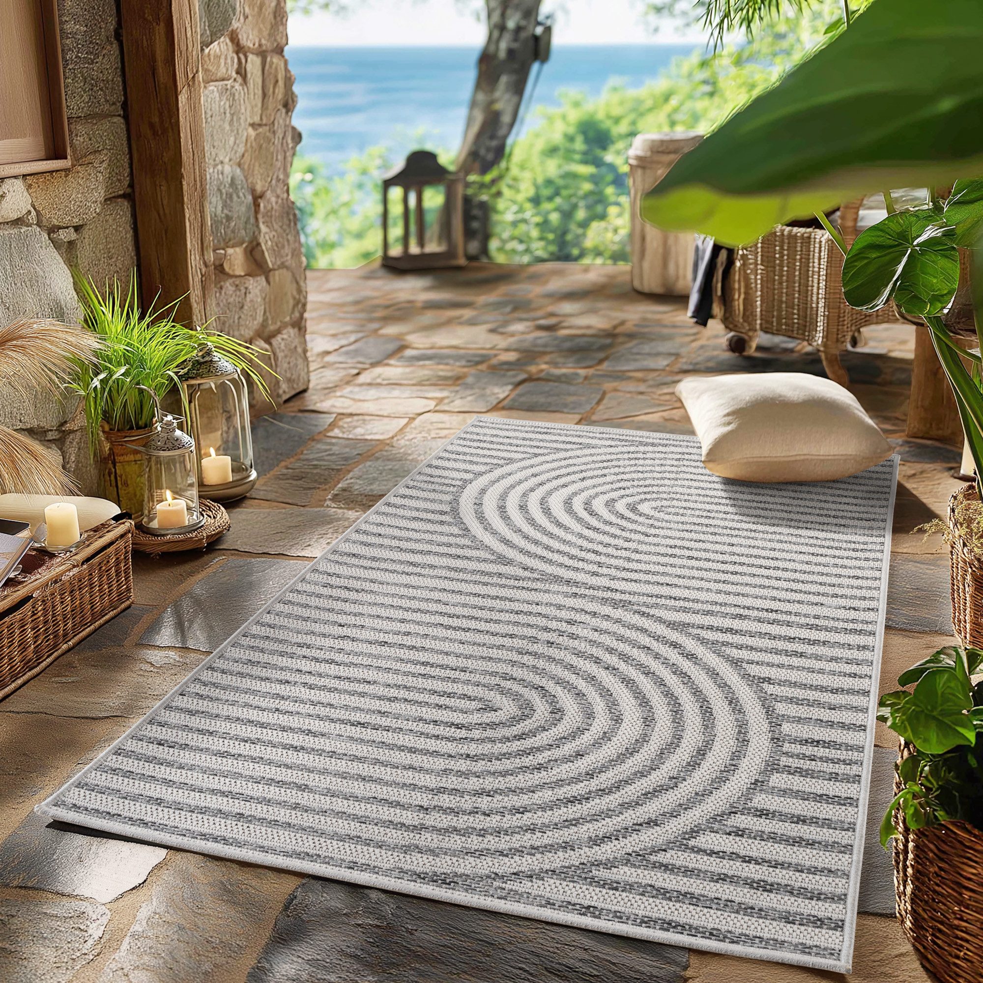 SIMPEX24 Outdoorteppich Boho Design, Läufer, Höhe: 5 mm, Outdoor Teppich We günstig online kaufen