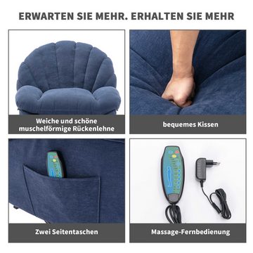 BlingBin TV-Sessel Stoff-Massagestuhl weicher Wohnzimmersessel (1-St., Relaxsessel mit gepolsterten Arm- und Rückenlehnen), 360° drehbarer Sessel, 2 Taschen, Wärmemassagefunktion