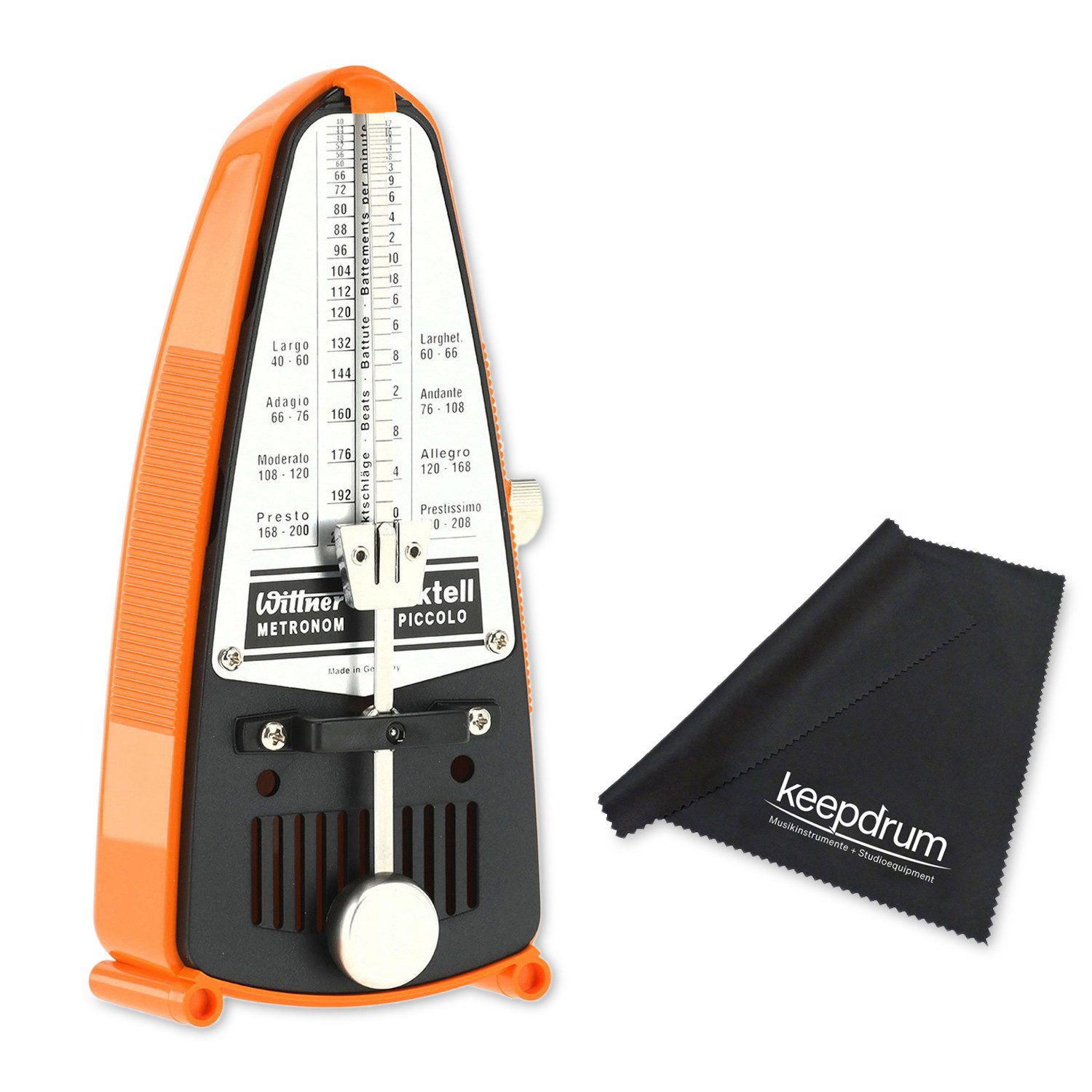 Wittner Metronom Wittner Metronom Taktell Piccolo mechanisch Orange mit Tuch, Mechanisch