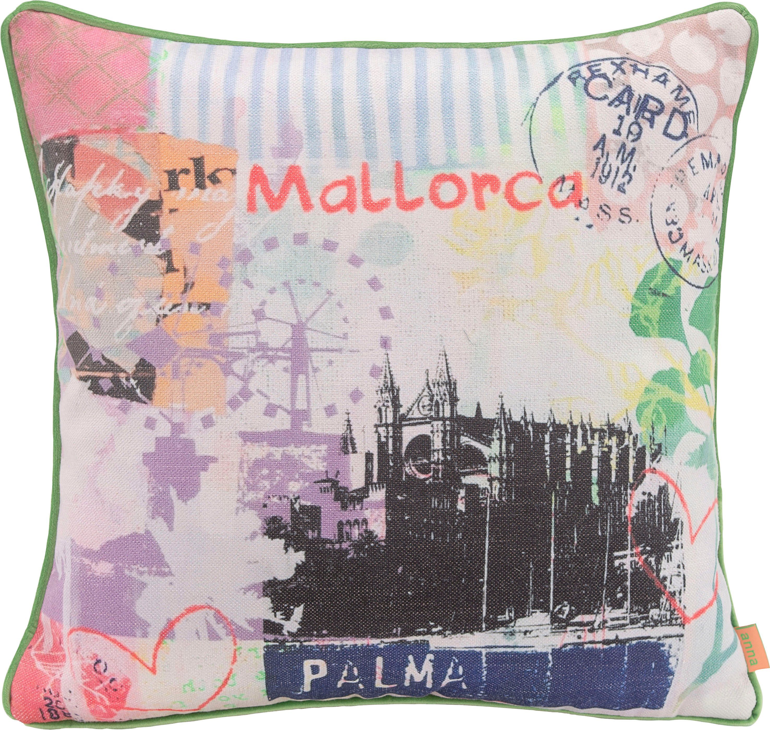 1 H.O.C.K. Lieblingsstädte Mallorca-Motiv, MALLORCA, Stück mit Wendekissenhülle Dekokissen mit Füllung,