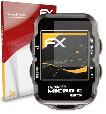 atFoliX Schutzfolie für Lezyne Micro C GPS, (3 Folien), Entspiegelnd und stoßdämpfend