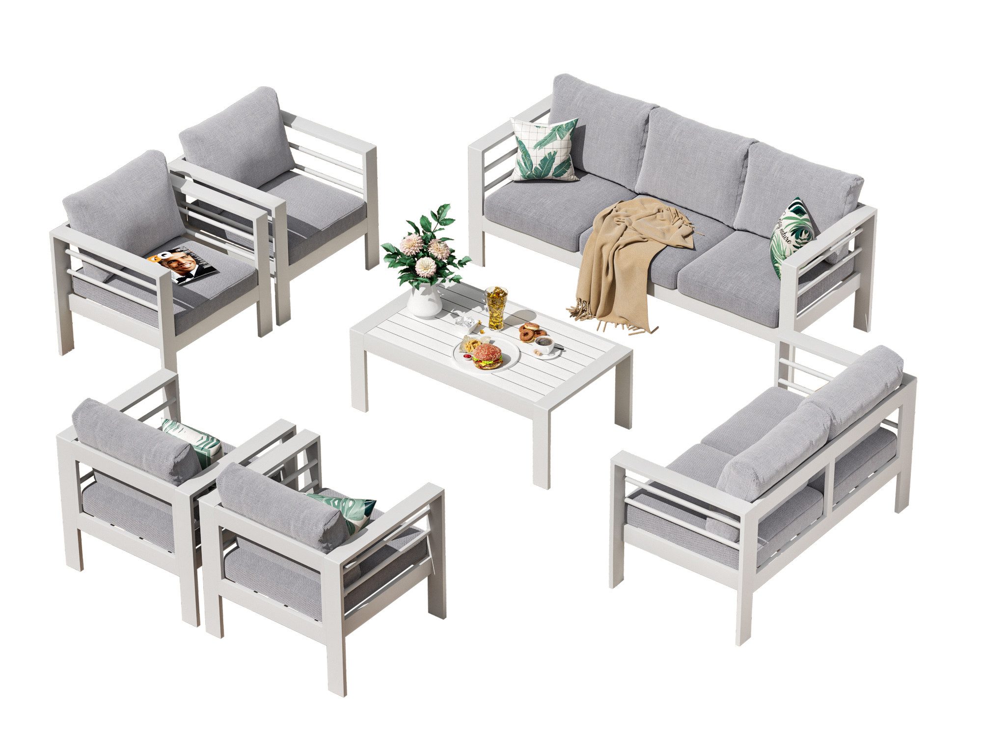 MeXo Gartenlounge-Set XXL Gartenmöbel Set Aluminium günstig online kaufen