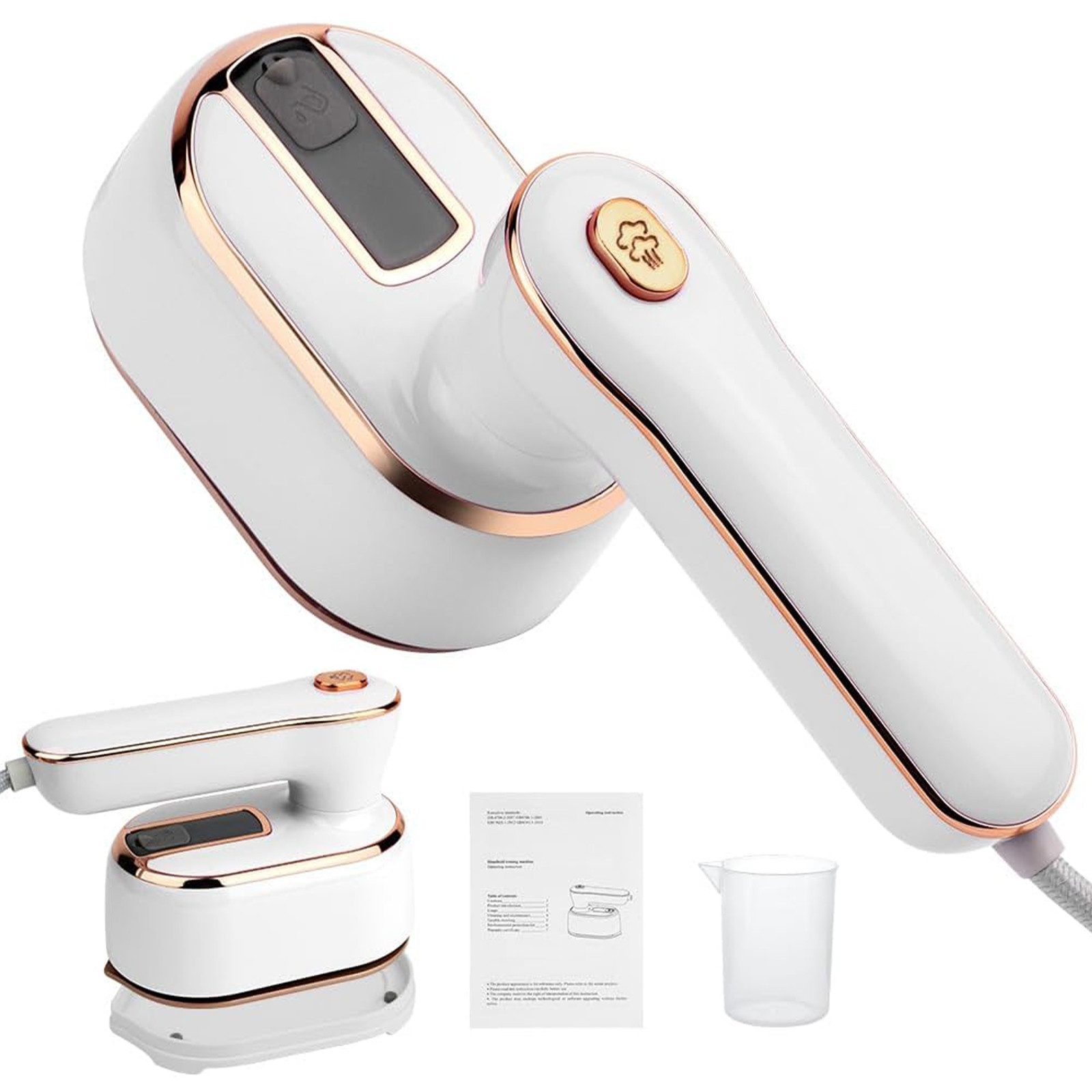 OKWISH Dampfbürste Mini Dampfbügeleisen Reisebügeleisen Dampfglätter, 1000,00 W, 180° drehbar Trocken und Nassbügeln für Zuhause und Unterwegs