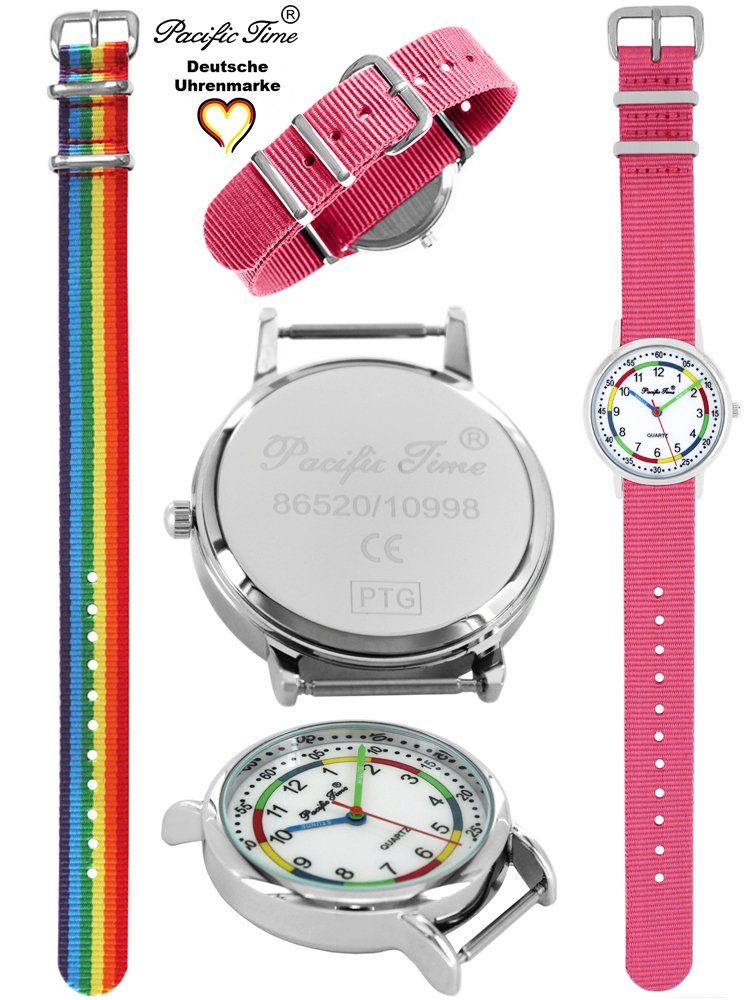Kinder und Time Regenbogen Versand Match Wechselarmband, Armbanduhr Lernuhr rosa - Design Pacific Gratis Mix Quarzuhr und Set First