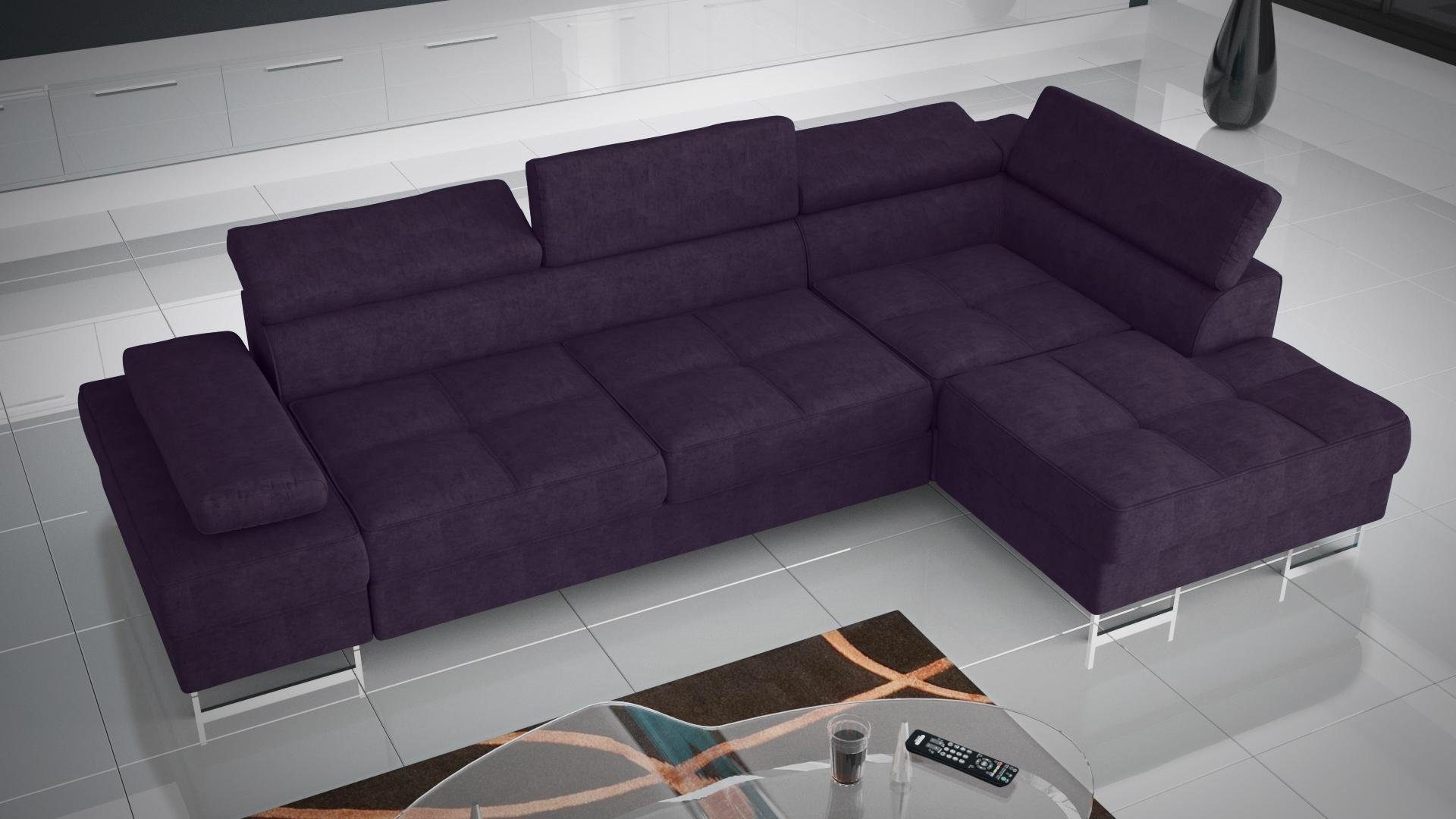 JVmoebel Ecksofa Sofas L Form Sofa Couch Polster Wohnlandschaft Design Ecksofa, Made in Europe Lila