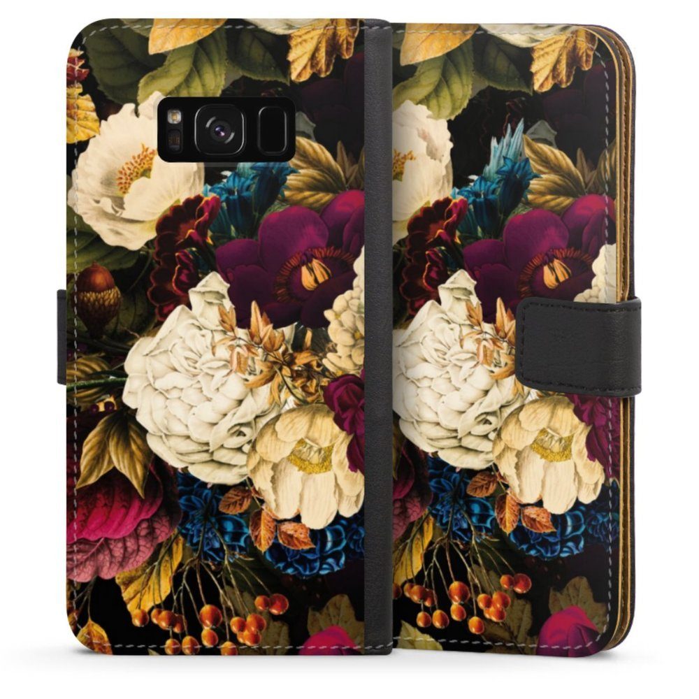DeinDesign Handyhülle Vintage Blumen Muster Dark Vintage Flowers, Samsung Galaxy S8 Plus Hülle Handy Flip Case Wallet Cover
