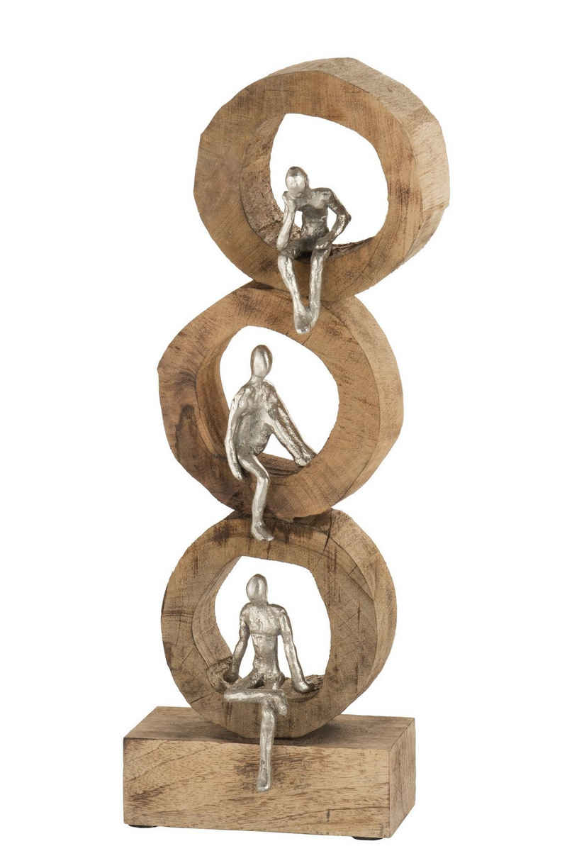 GILDE Dekoobjekt Figur Skulptur DENKER RINGE Mango Holz Geschenk Dekoration Höhe 59cm