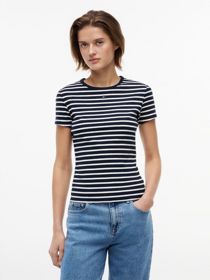 Tommy Jeans Kurzarmshirt TJW SLIM ESSENTIAL RIB SS EXT mit gerippter Struktur