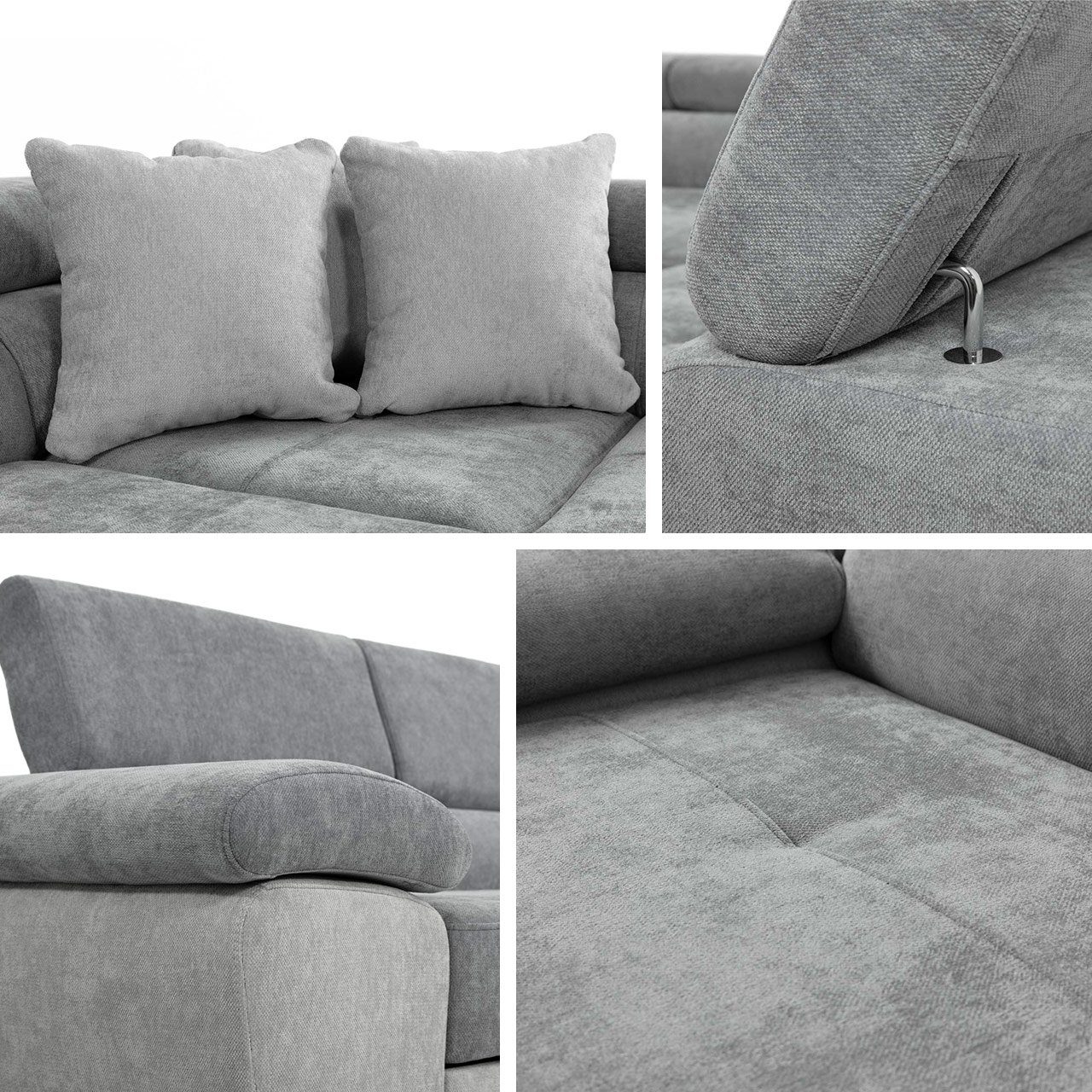 MIRJAN24 Ecksofa Cotere Sofa mit Polsterecke L-Form Premium, Kopfstützen, Einstellbare Bettkasten, und mit Schlaffunktion