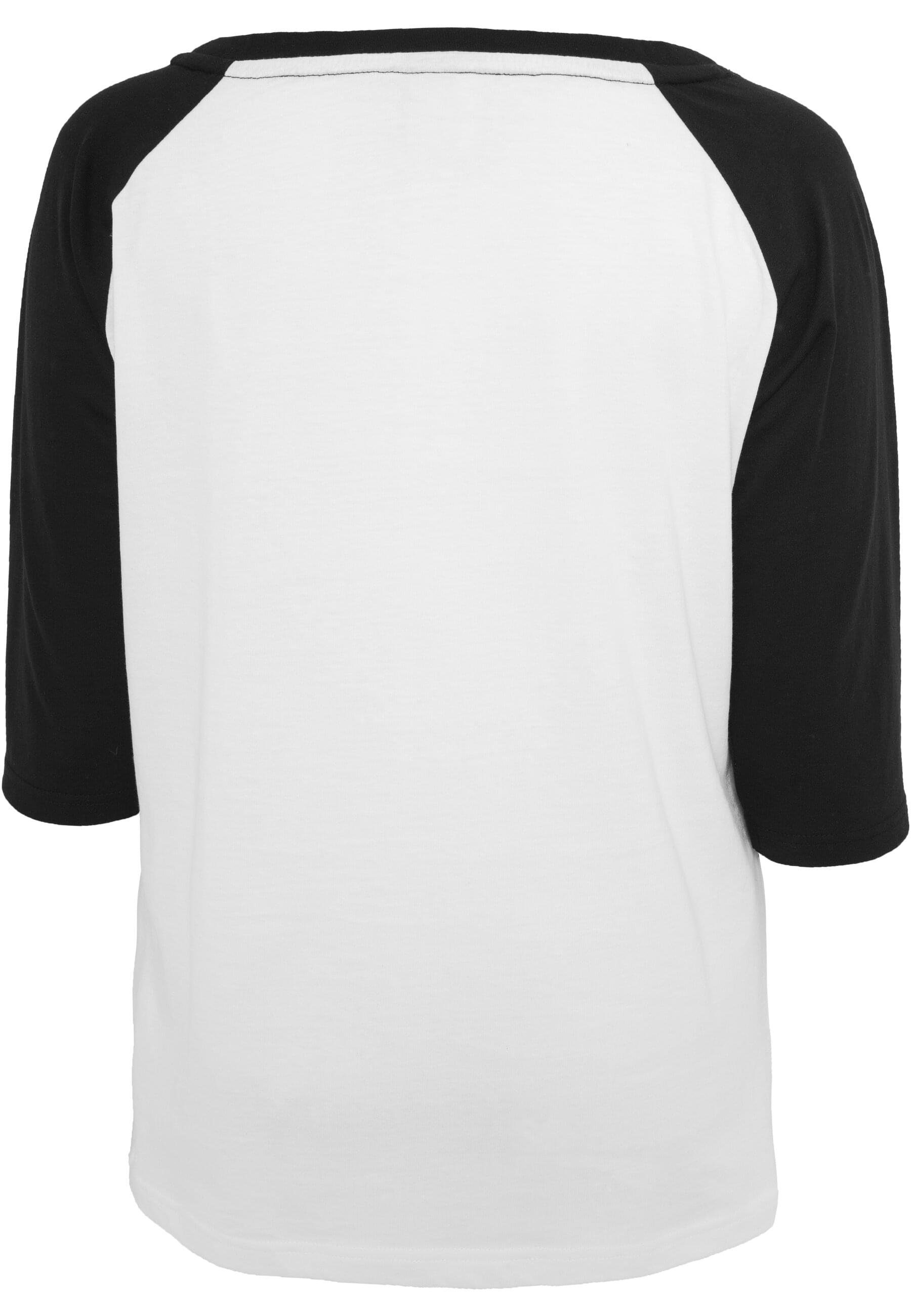 (1-tlg) Raglan Tee Damen Contrast URBAN Kurzarmshirt Ladies CLASSICS white/black 3/4