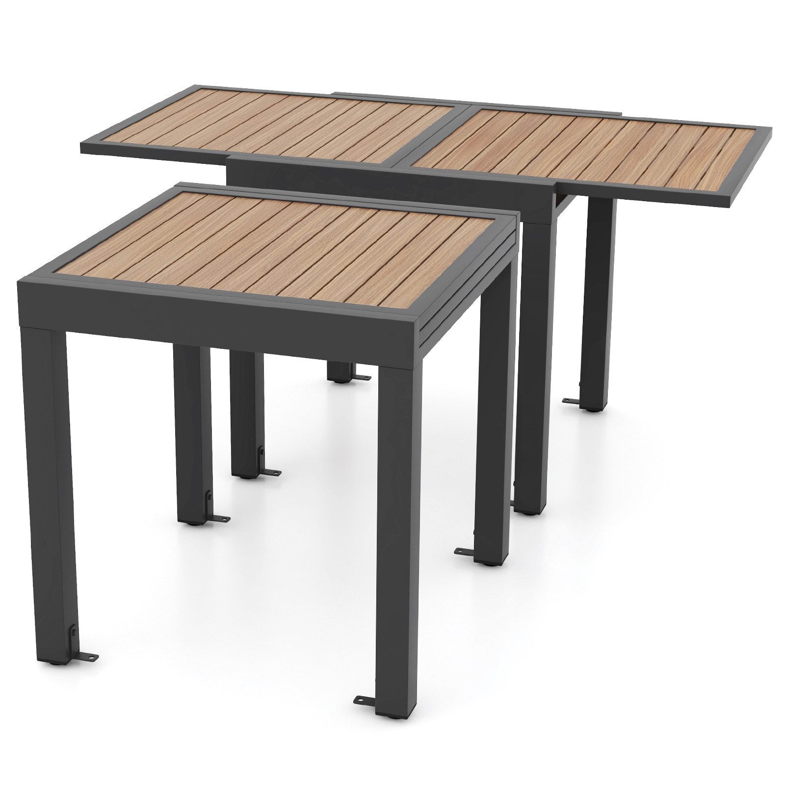 COSTWAY Gartentisch, Esstisch aus Alu, ausziehbar & wetterfest, 80/160x80cm