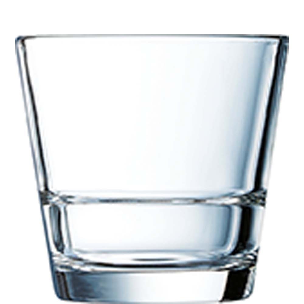 gehärtet, Glas ohne Arcoroc Tumbler Stück Trinkglas transparent 6 Stack Füllstrich stapelbar gehärtet Up, Glas Tumbler-Glas 210ml