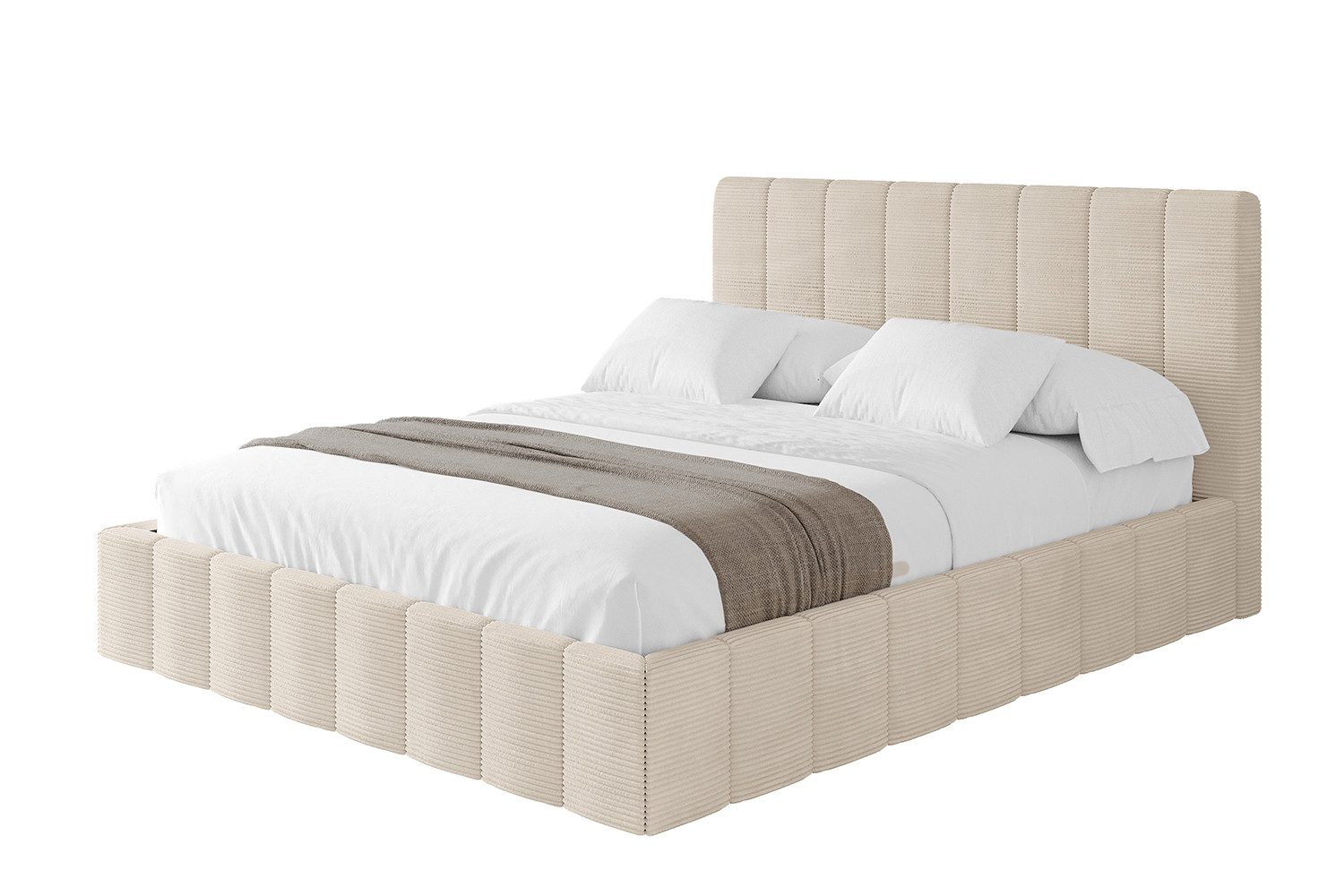 ALTDECOR Polsterbett FINO (Polsterbett mit Bettkasten und Lattenrost, Boxbett mit Matratze), Doppelbett mit Stauraum, Bett mit Kopfteil