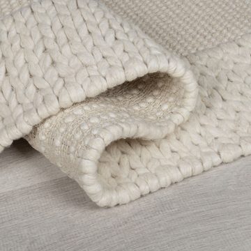 Wollteppich Exklusiver Wohnzimmer Teppich, Wolle-Polyester, Chunky Knit, KADIMA DESIGN, Rechteckig