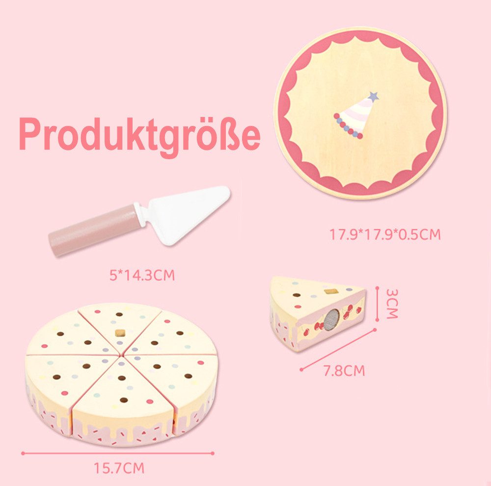 CLTYQ Spiellebensmittel Kinderküche Geburtstagstorte aus Holz,zum Schneiden günstig online kaufen
