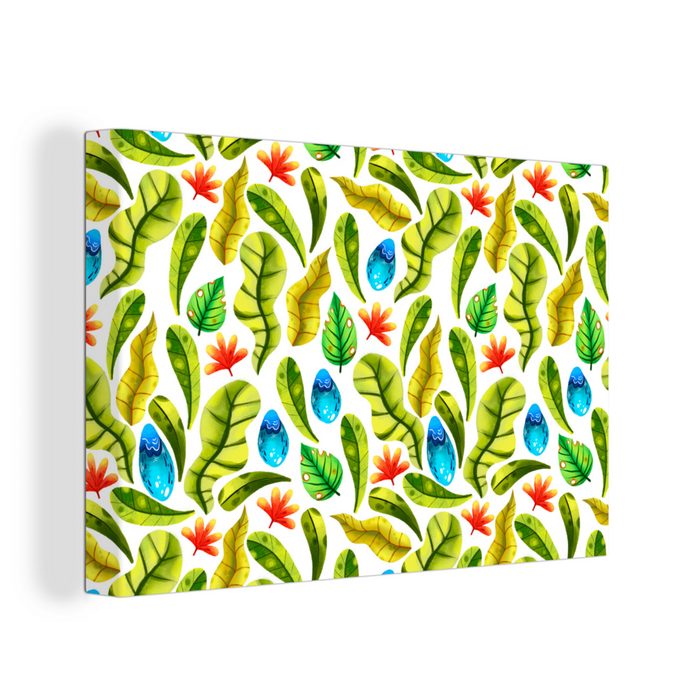 OneMillionCanvasses® Leinwandbild Dschungel - Design - Tropische Blätter (1 St) Wandbild Leinwandbilder Aufhängefertig Wanddeko