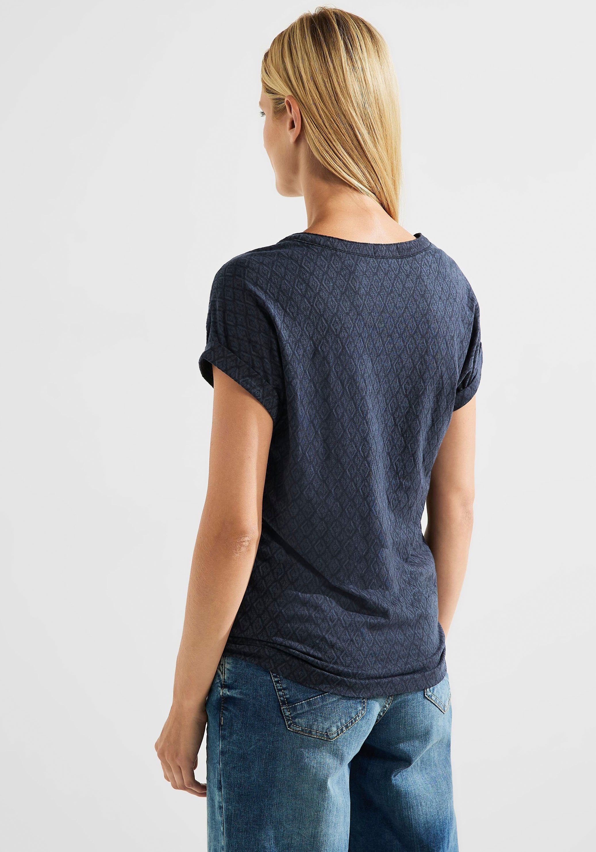 in Rhombusform sky Cecil T-Shirt Allover-Muster blue night mit