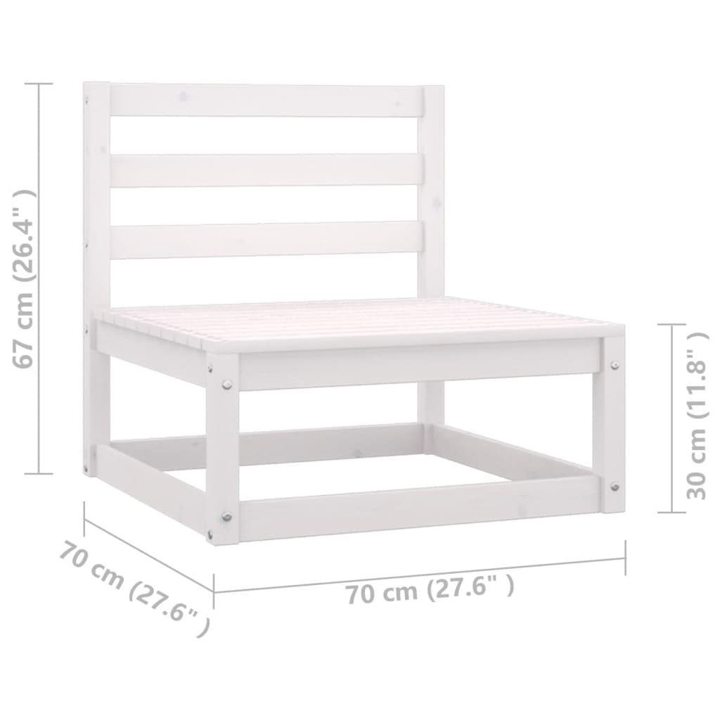 vidaXL Loungesofa 3-tlg. Garten-Lounge-Set mit Teile 1 Kissen Massivholz, Weiß Kiefer