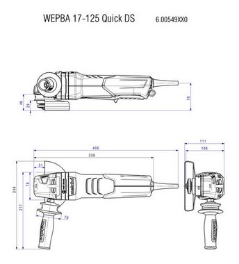 metabo Winkelschleifer WEPBA 19-125 Q DS, max. 11000 U/min, M-Brush im Karton