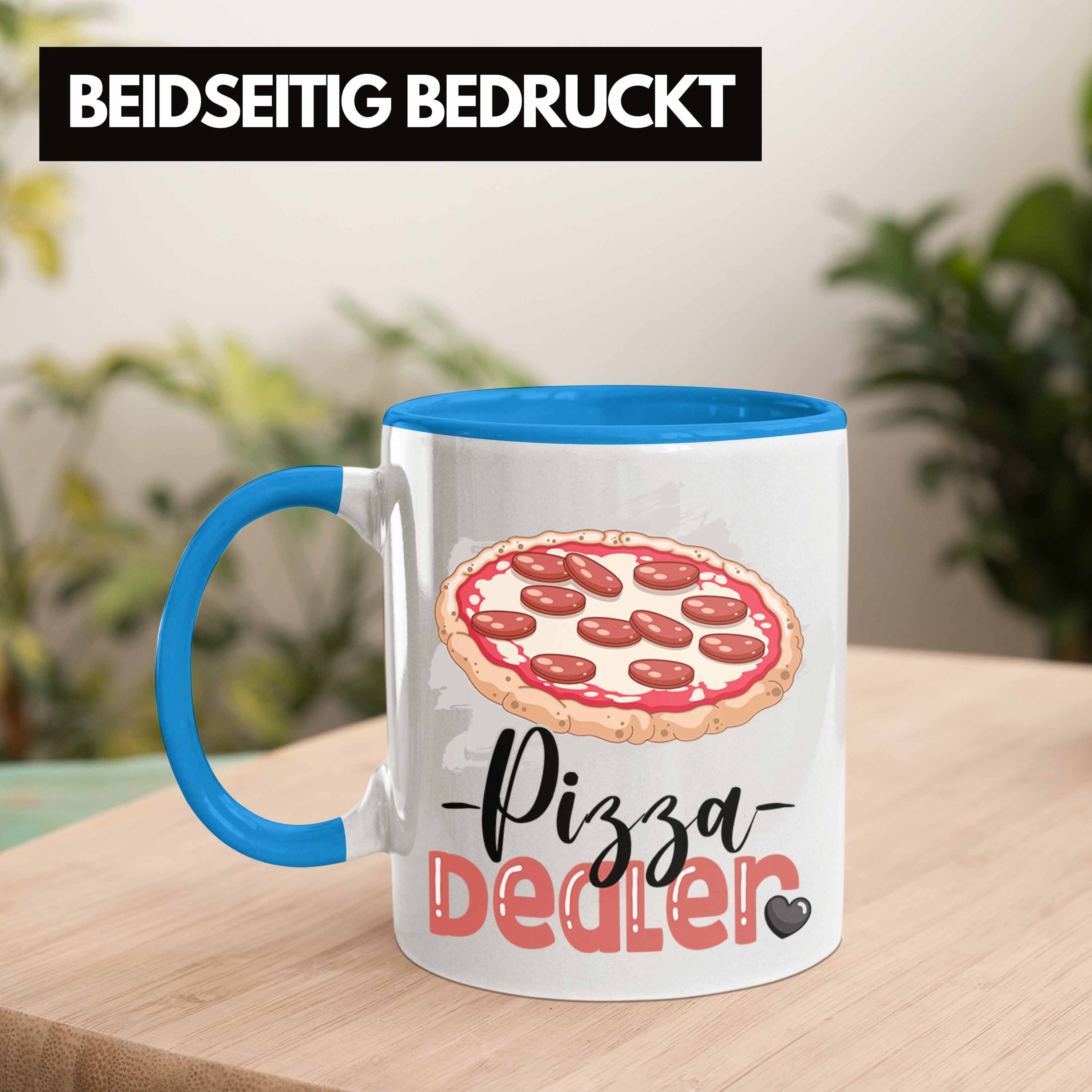 Trendation Tasse Pizza Dealer Tasse Spruch Pizzabäcker Geschenk für Geschenk Geburtstag Blau