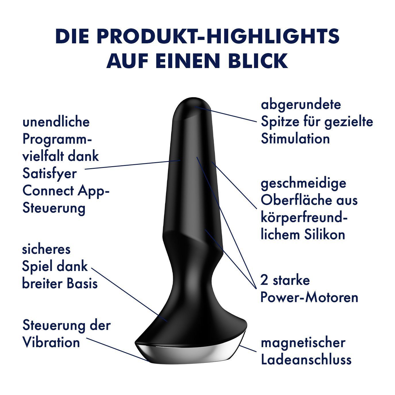 'Plug-ilicious App', Anal-Stimulator Plug wasserdicht schwarz Satisfyer Vibrator Connect 2 Satisfyer -