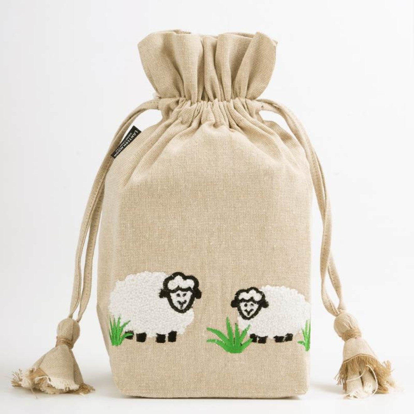 Stricknadeln Kordelzugtasche naturweiß